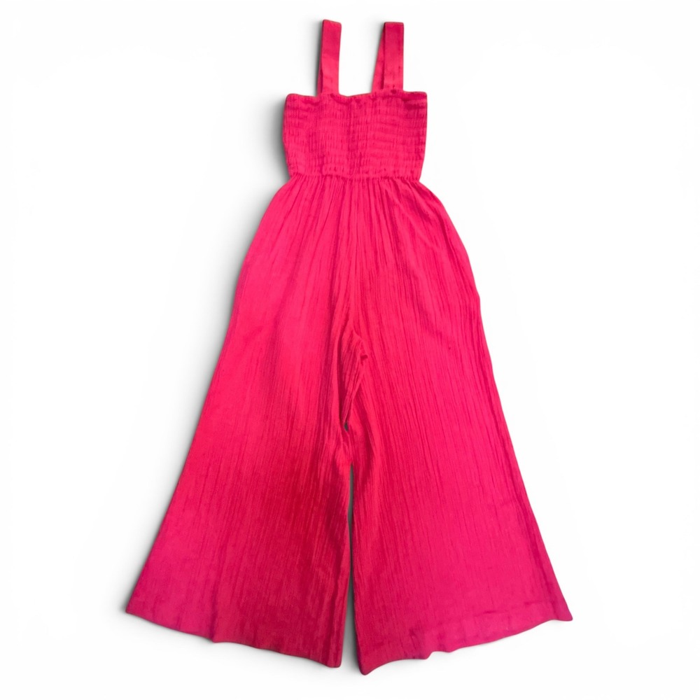 Quince Red Smocked Jumpsuit Wide Legs Size XS - Picture 4 of 8